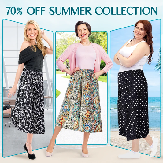 🌹Mother's Day Promotion 🎁💕HOT SALE 50% OFF🌷💕 Women's High Elastic Waist Pleated Chiffon Wide Leg Culottes