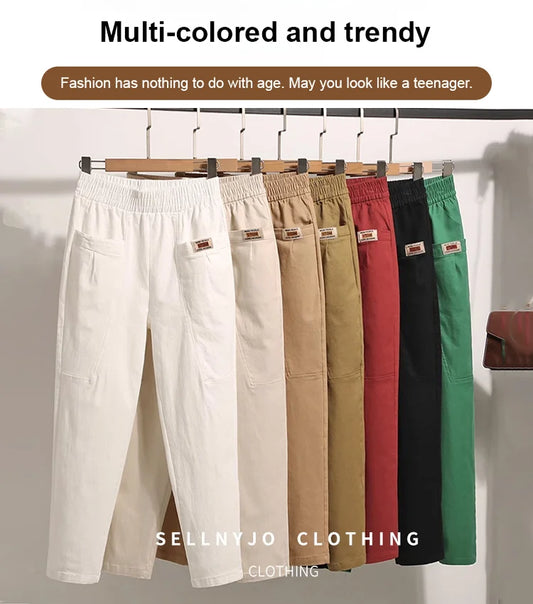 🌹Mother's Day Promotion 🎁👖🔥Women's Elastic Waist Cotton Pants🔥💯
