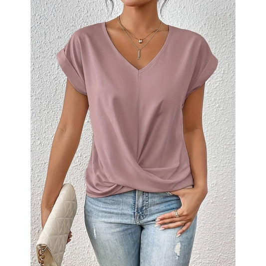 🔥🌹Mother's Day Promotion 🎁 50% OFF💥BIG SALE💷Best Price👚Casual Short Sleeve Elegant V-neck Twist Tee